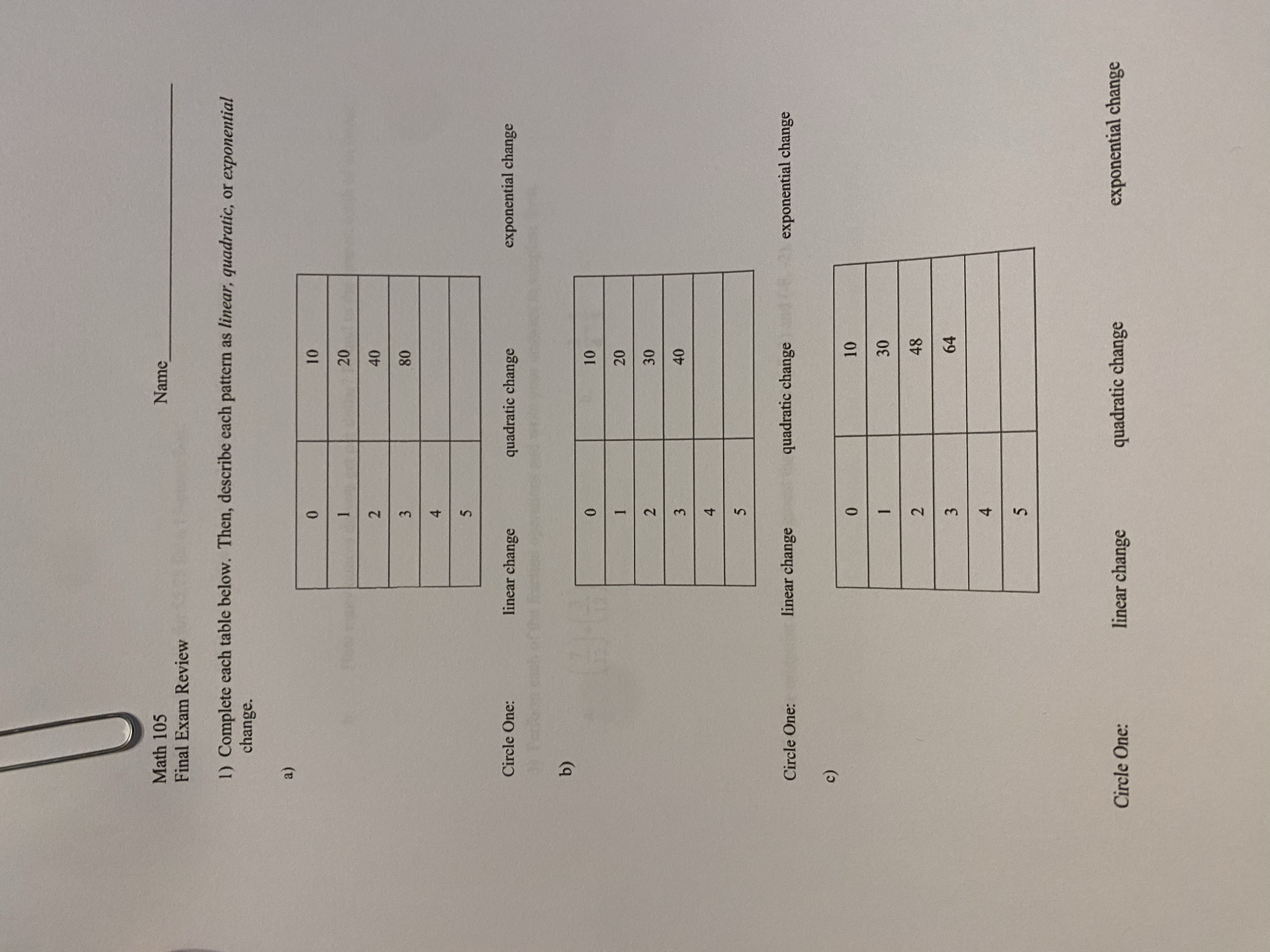 10) Solve each of the following equations. Show