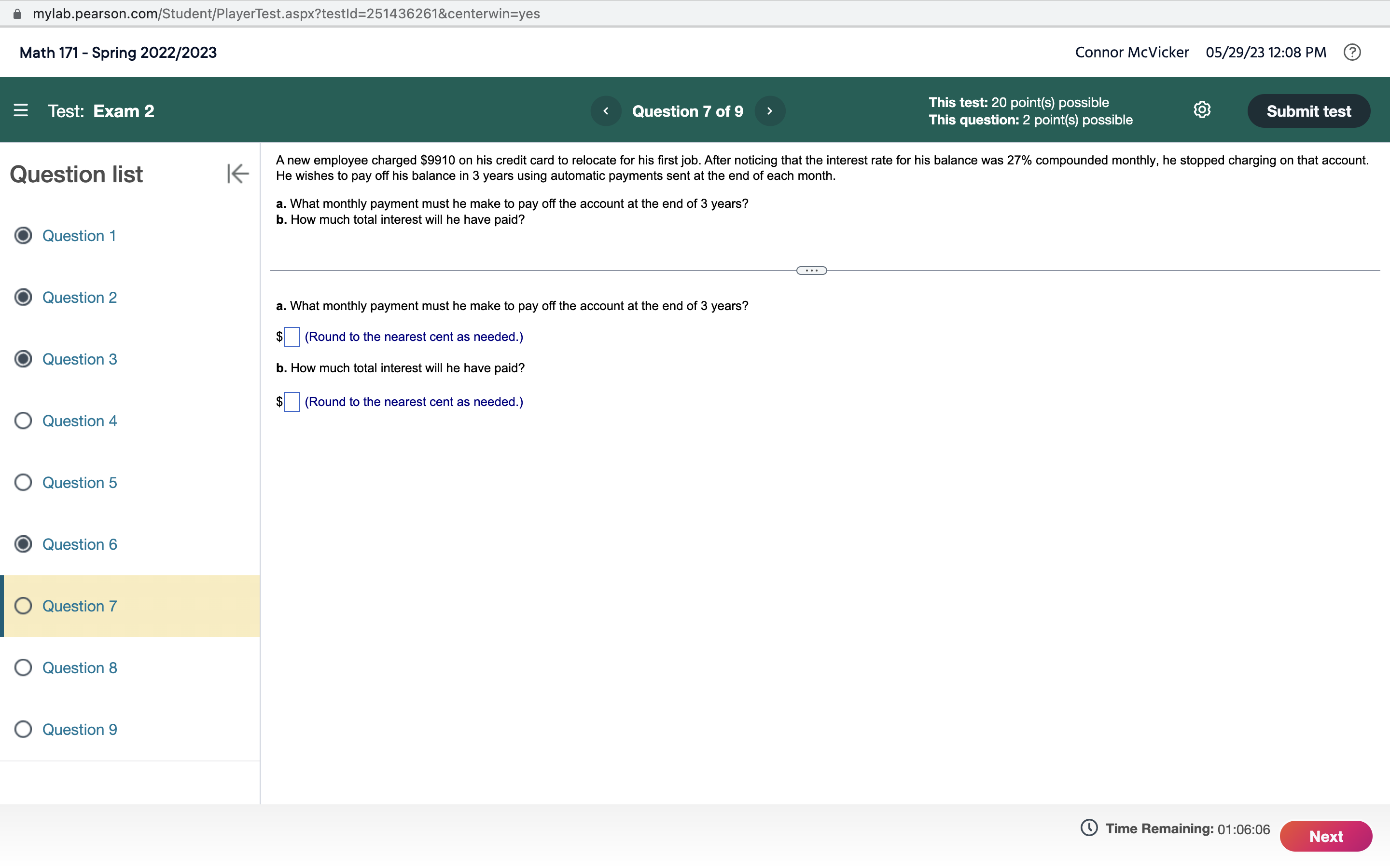 mylab.pearson.com/Student/PlayerTest.aspx?testId:2