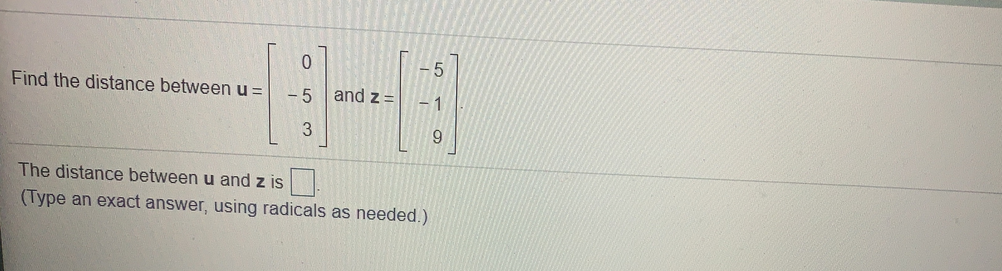 Explain steps O 5 Find the distance between u = 5