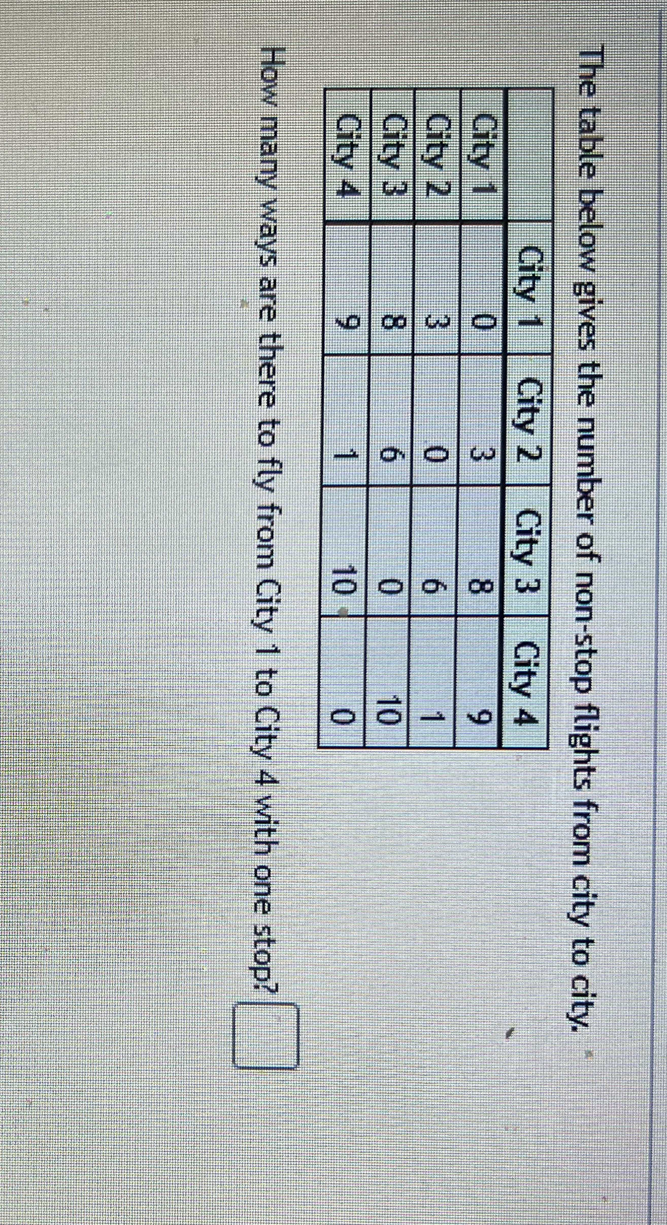 The table below gives the number of non-stop