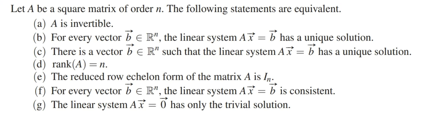 Let A be a square matrix of order n. The