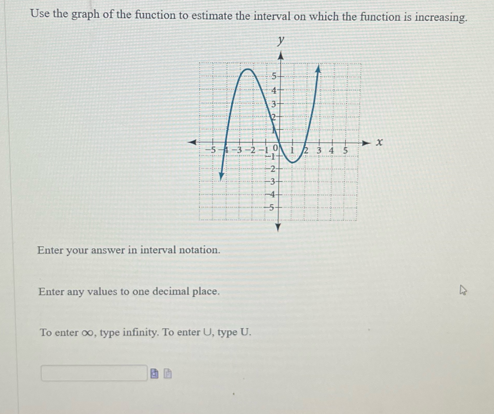 Use the graph of the function to estimate the