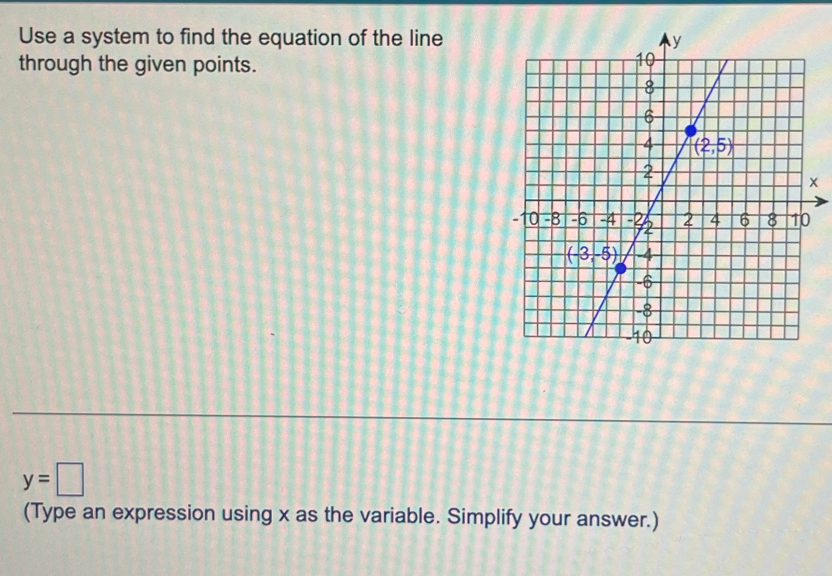 Use a system to find the equation of the line