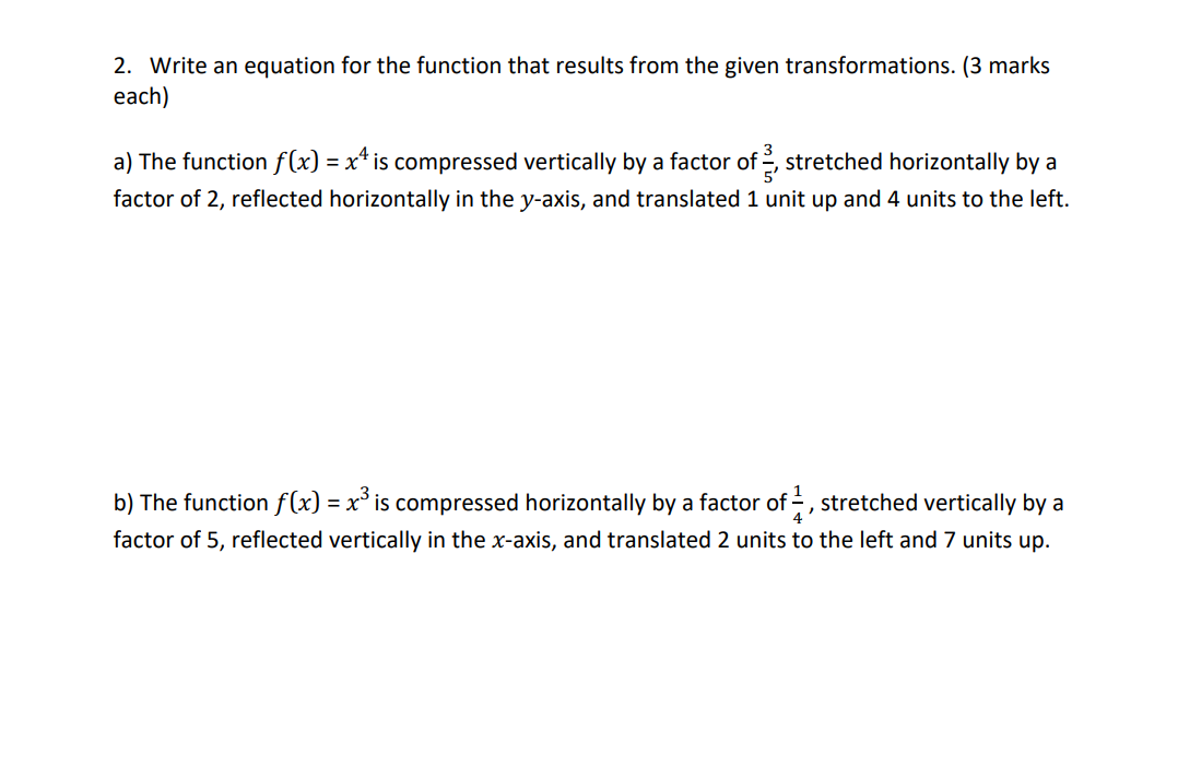 2. Write an equation for the function that