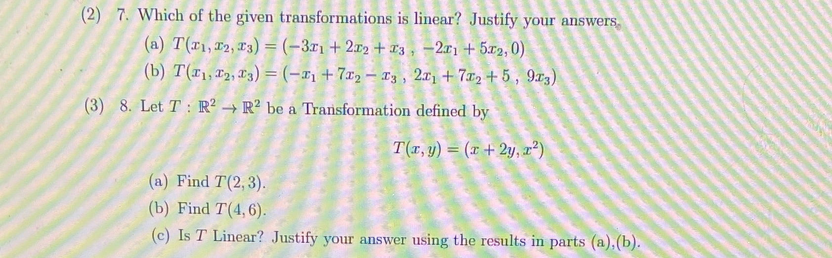 (2) 7. Which of the given transformations is