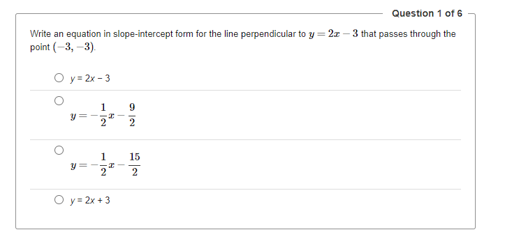 Question 1 of 6 Write an equation in