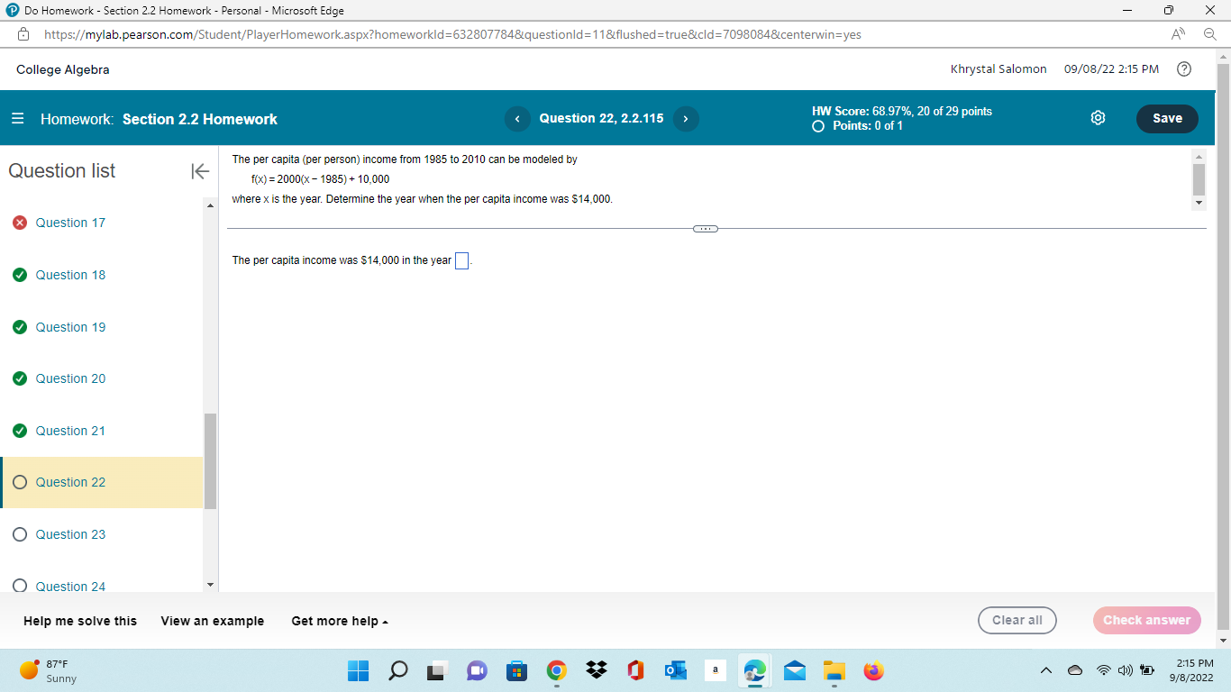 Do Homework - Section 2.2 Homework - Personal -