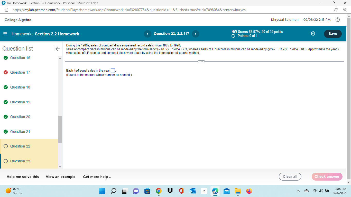 Do Homework - Section 2.2 Homework - Personal -