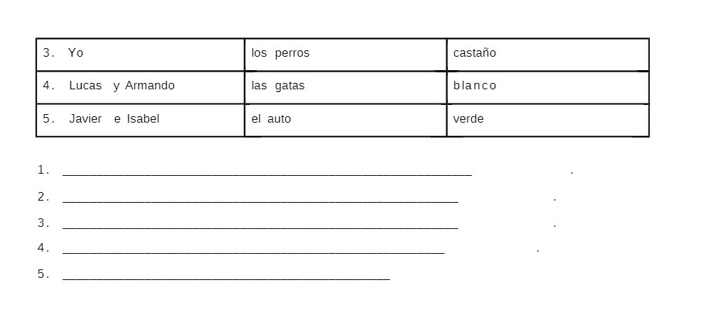 3. Yo los perros castano 4. Lucas y Armando las