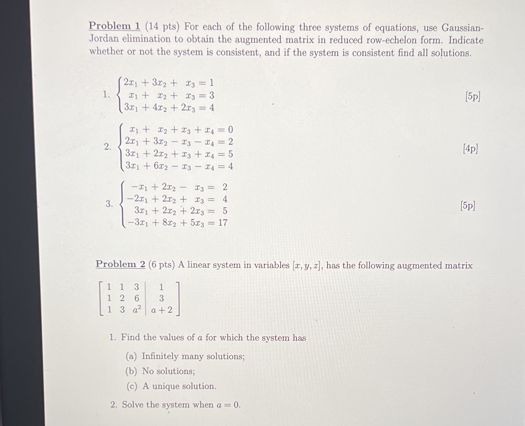Problem 1 (14 pts) For each of the following