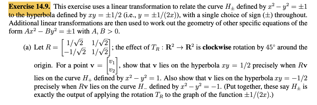 Exercise 14.9. This exercise uses a linear