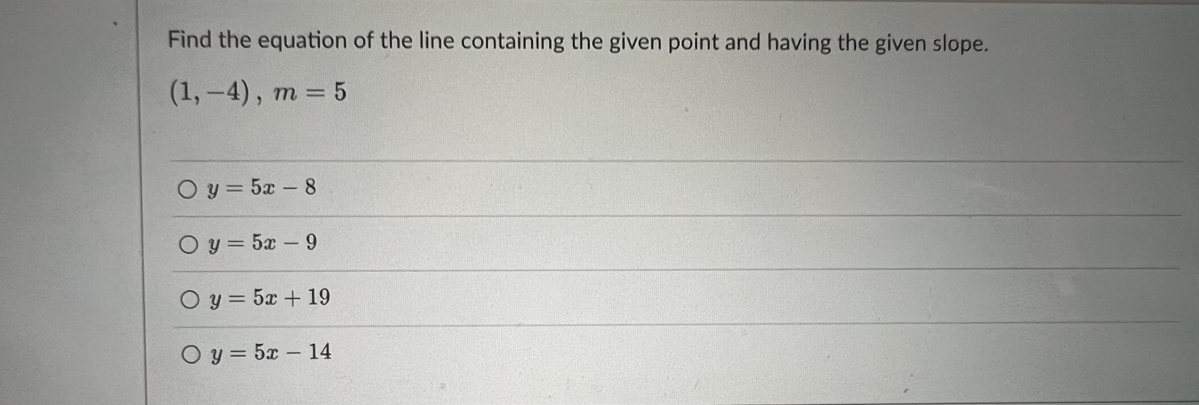 Choose the graph that corresponds with the given