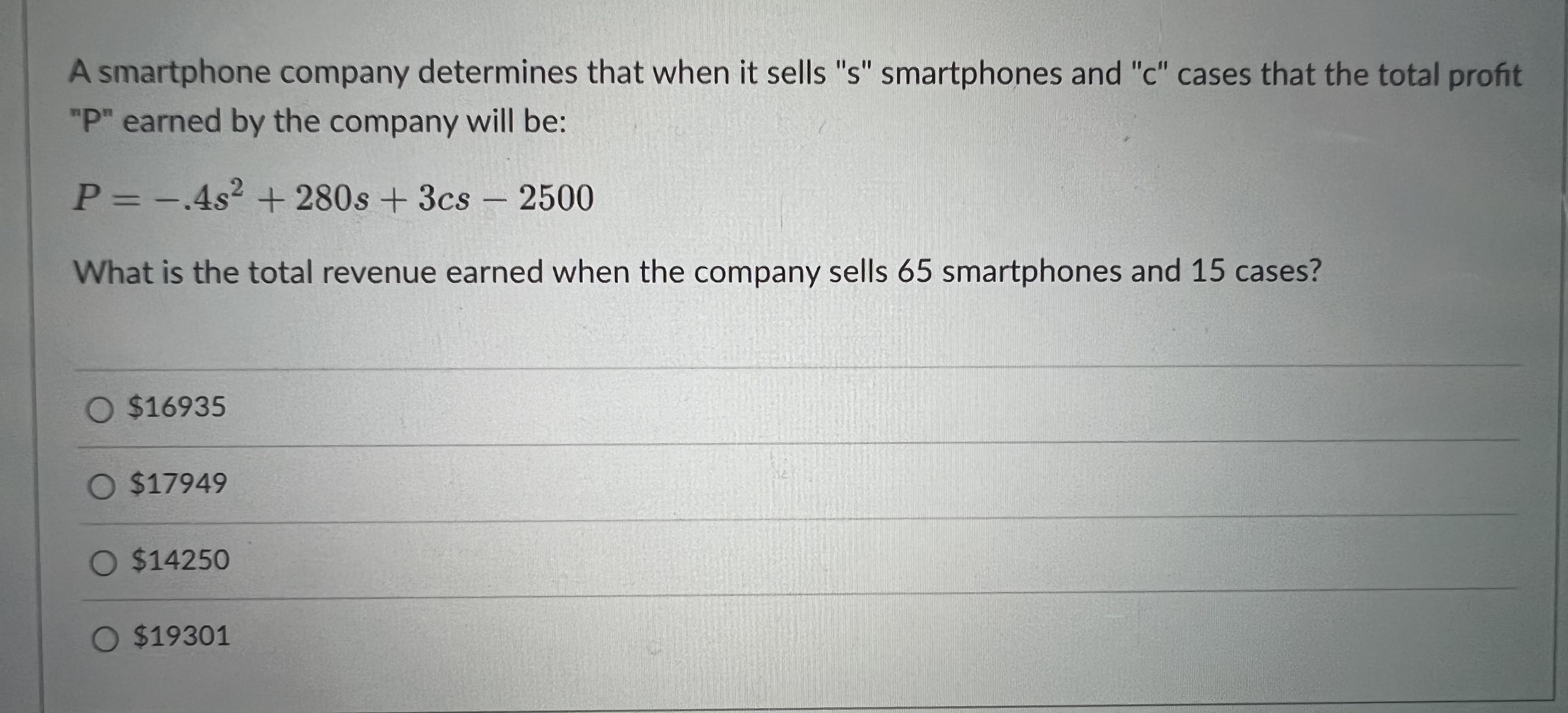 Choose the graph that corresponds with the given