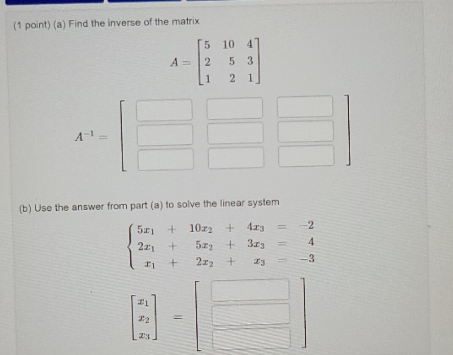 Thank you for your help! (1 point) (a) Find the