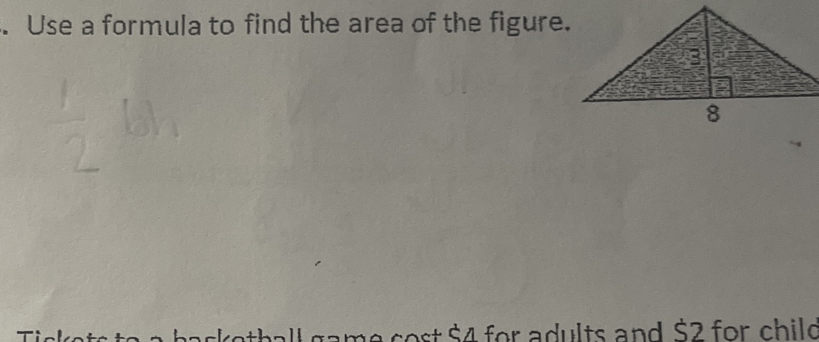 Use a formula to find the area of the figure. 8