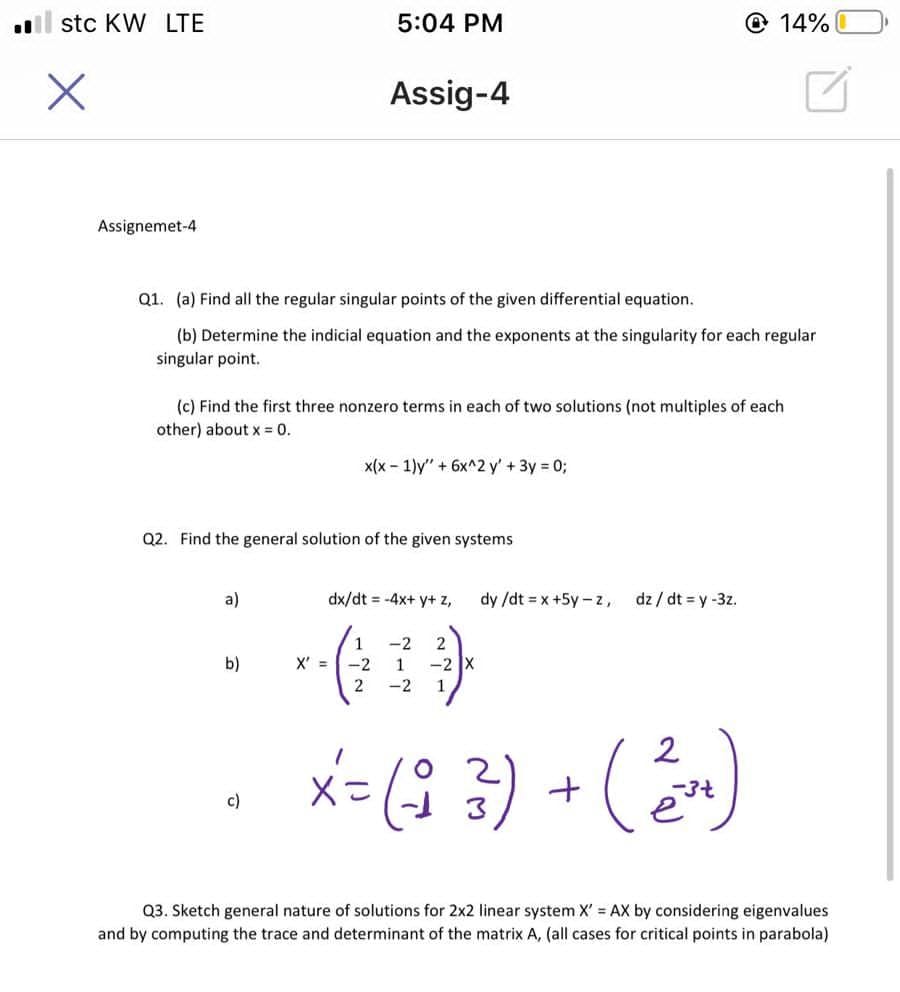stc KW LTE 5:04 PM @14 X Assig-4 Assignemet-4 Q1.