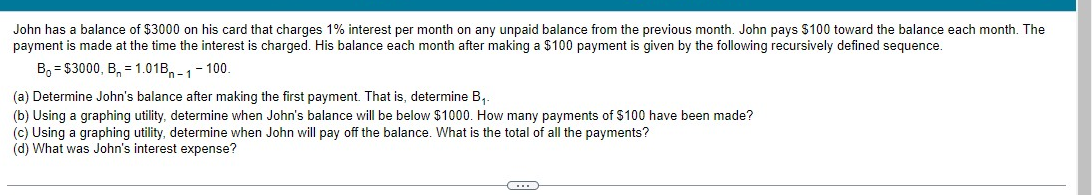 John has a balance of $3000 on his card that