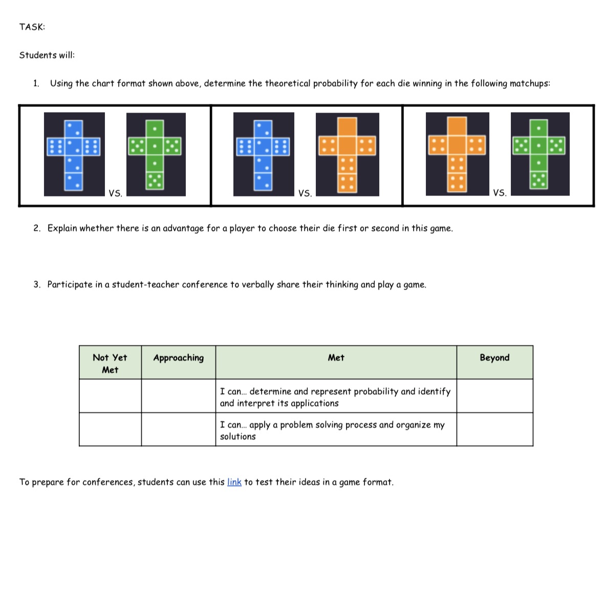 TASK: Students will: 1. Using the chart format