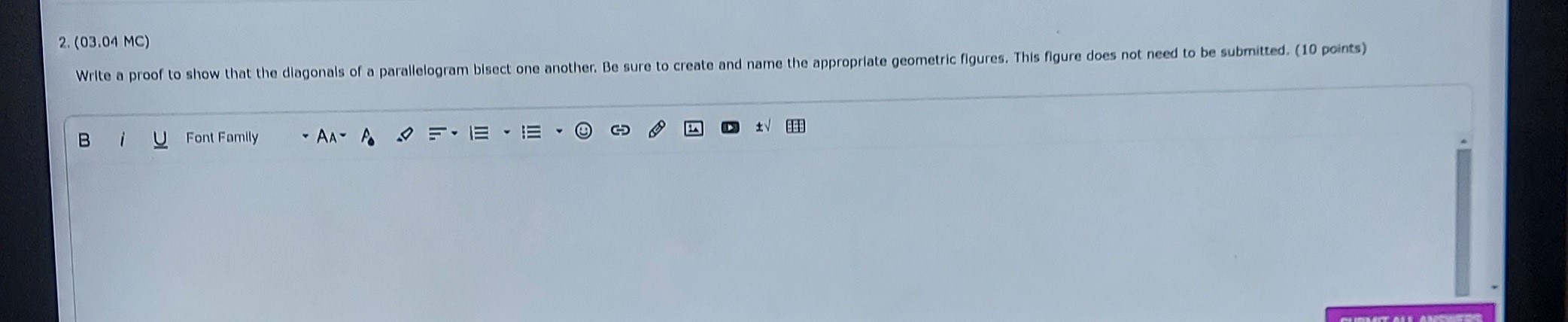 2. (03.01 MC) Write a proof to show that the