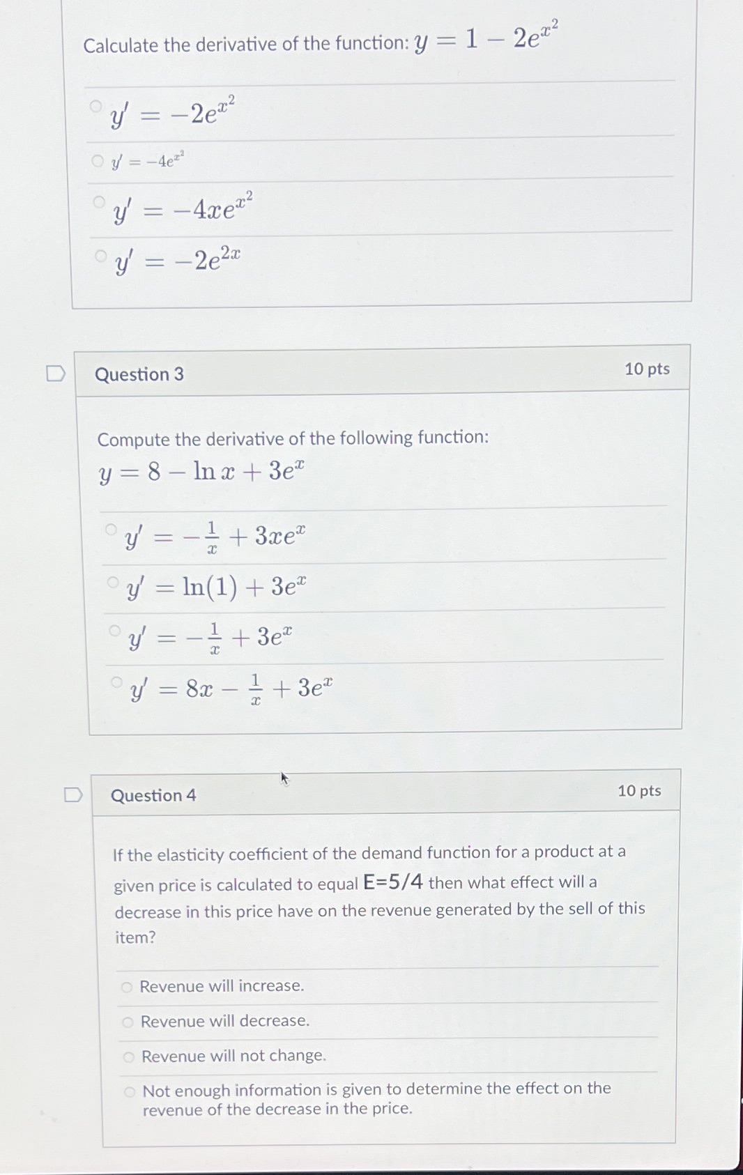2 Calculate the derivative of the function: y = 1