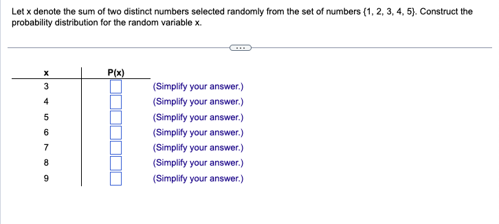 24. Let x denote the sum of two distinct numbers
