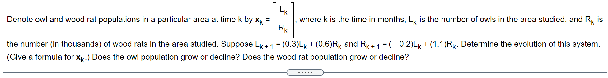 LK Denote owl and wood rat populations in a