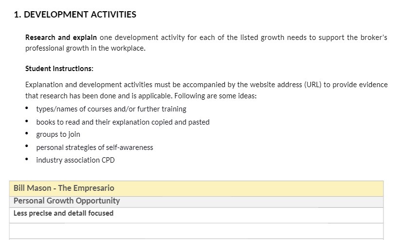 1. DEVELOPMENT ACTIVITIES Research and explain