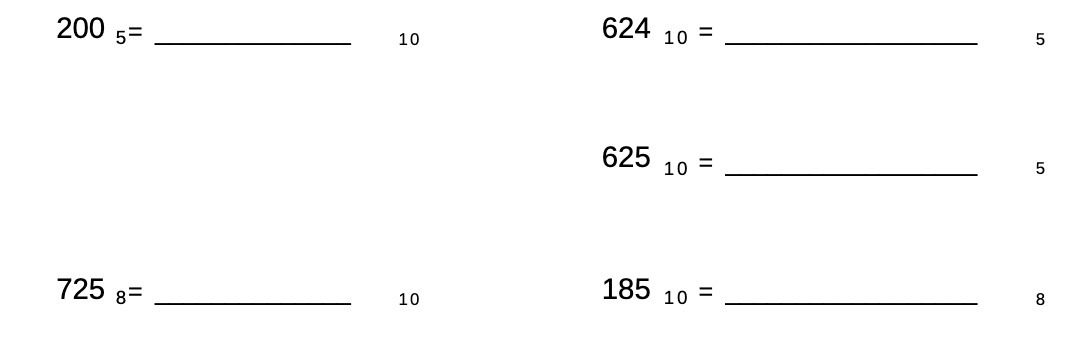 200 5= 10 624 10 5 625 10 = 5 725 8= 10 185 10 = 8