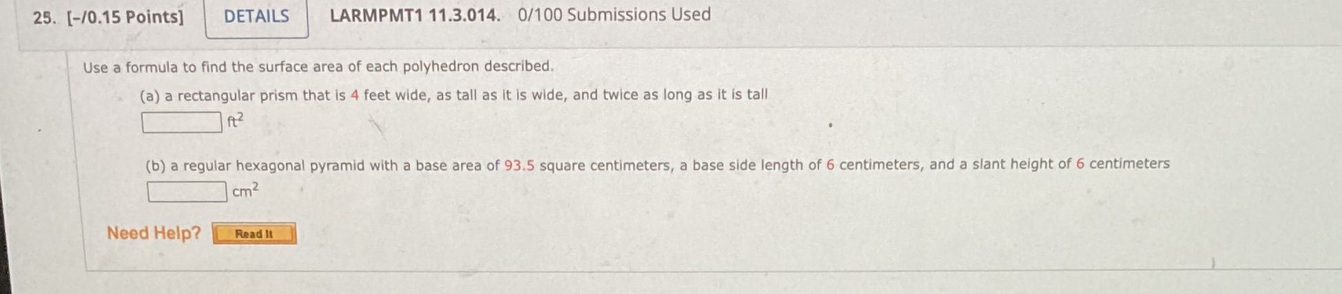 25. [-/0.15 Points] DETAILS LARMPMT1 11.3.014.