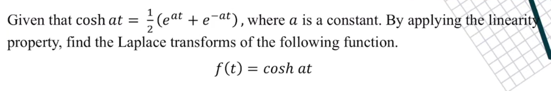 Differential Equation : Laplace Given that cosh