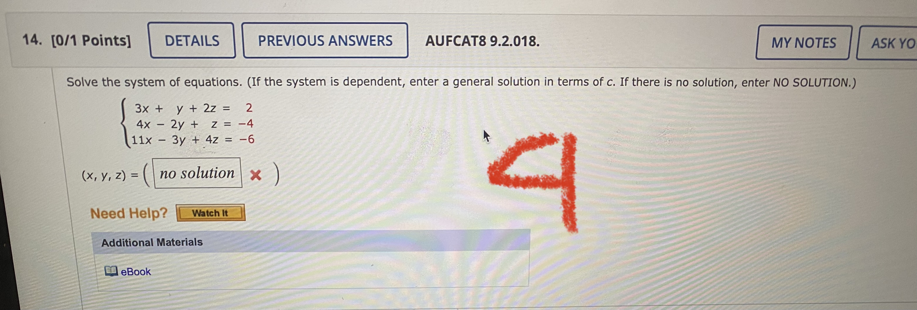 10. [0/1 Points] DETAILS PREVIOUS ANSWERS AUFCAT8
