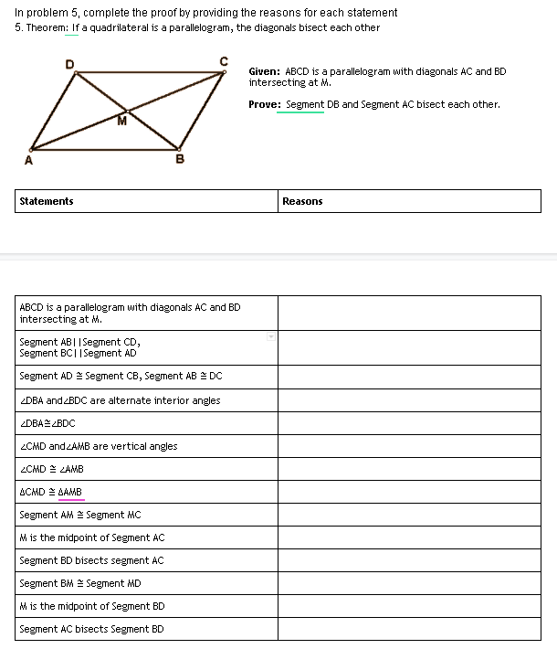 In problem 5, complete the proof by providing the