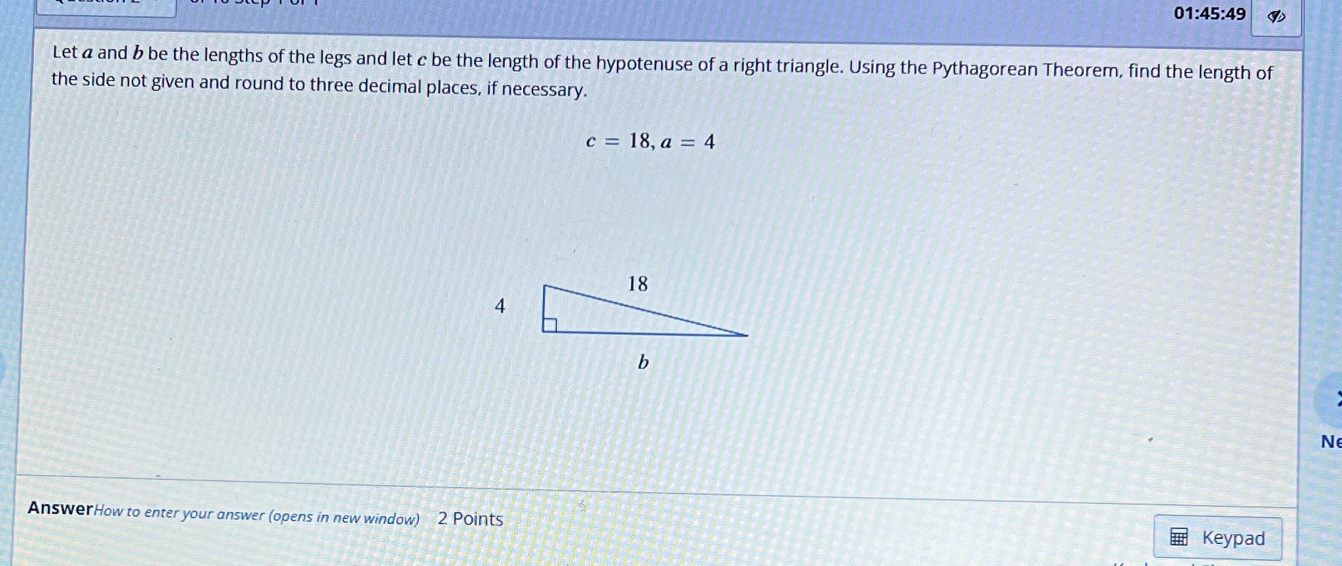01:45:49 Let a and b be the lengths of the legs