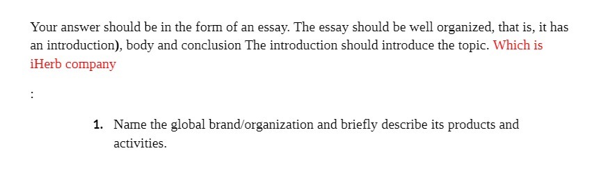 Your answer should be in the form of an essay.