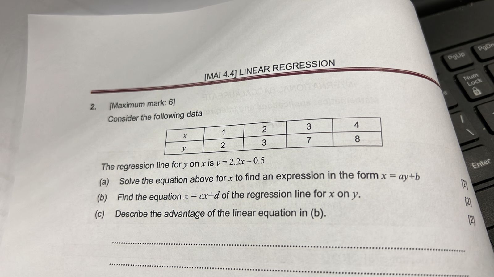 PgD [MAI 4.4] LINEAR REGRESSION PgUp 2. [Maximum