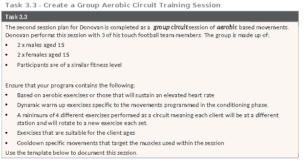 Task 3.3 - Create a Group Aerobic Circuit