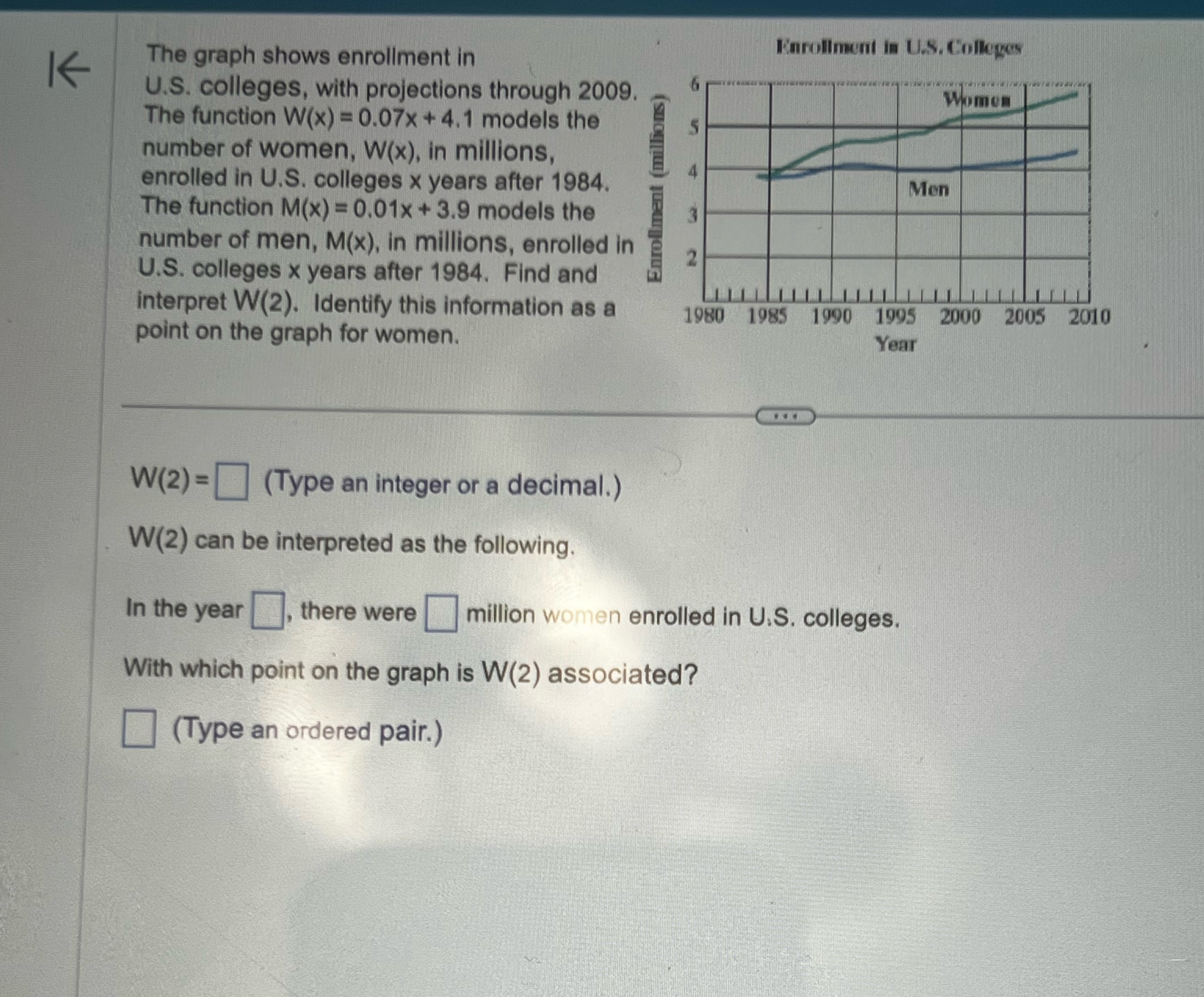 Enrollment is U.S. Colleges K The graph shows