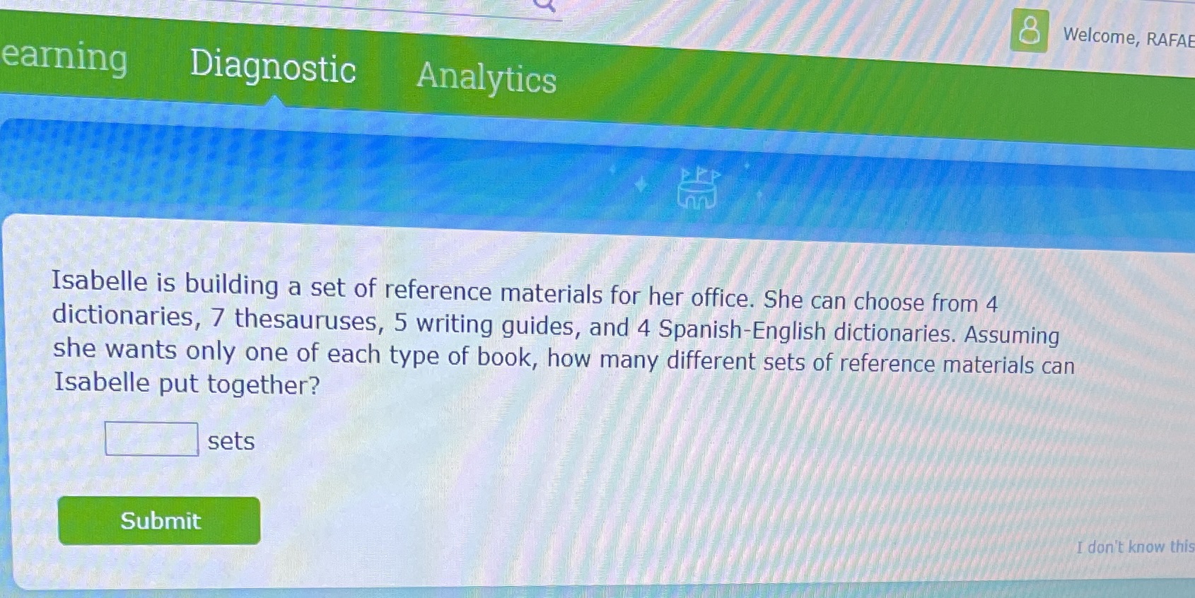 8 Welcome, RAFAE earning Diagnostic Analytics