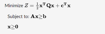 A quadratic programming model is an optimization