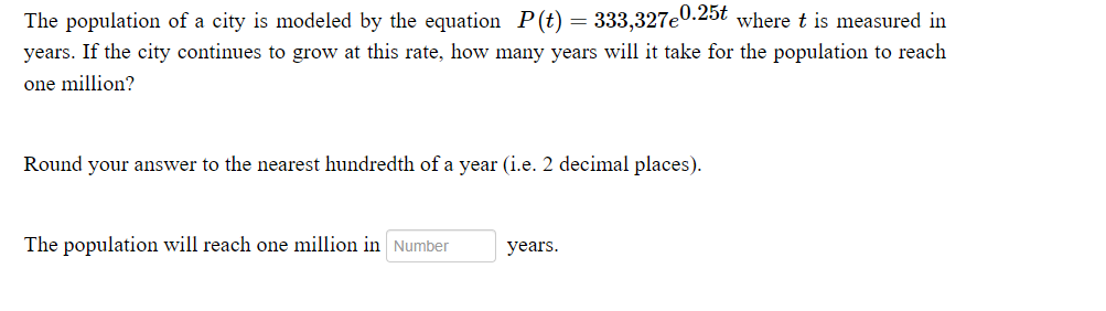 I I I I r I I The population of a City is modeled