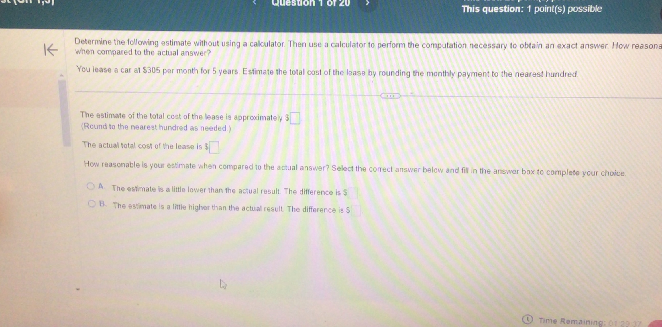 Question 1 Of 20 This question: 1 point(s)