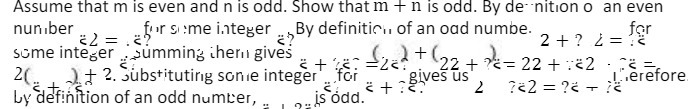 Assume that m is even and n is odd. Show that m +