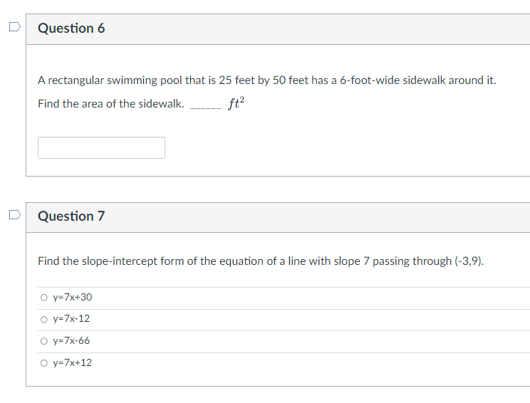 D Question 6 A rectangular swimming pool that is