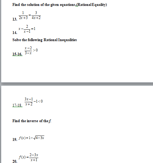 1. True or False: All functions are relations. 2.