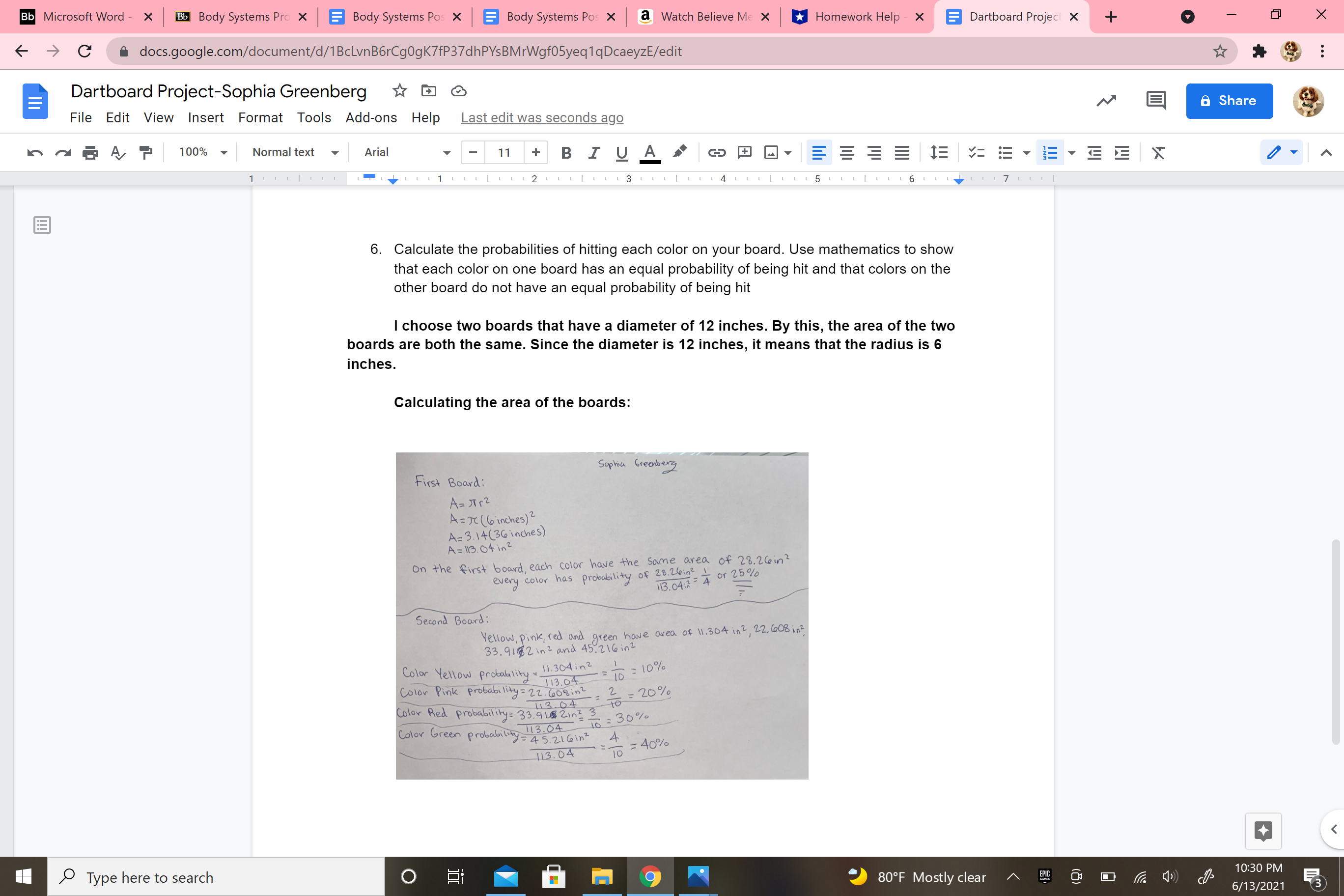 Create two dart boards using the information in