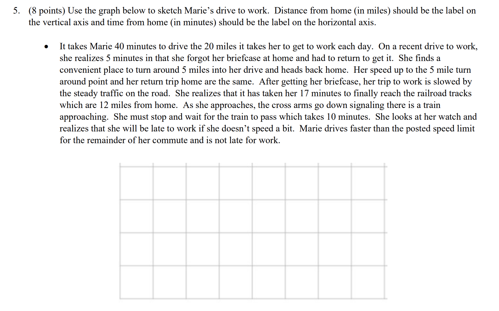 5. (8 points) Use the graph below to sketch