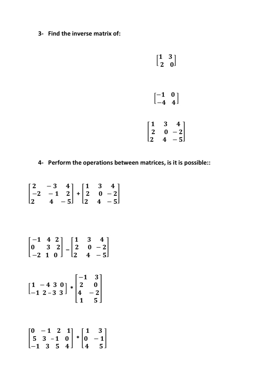 Please solvee 3- Find the inverse matrix of: