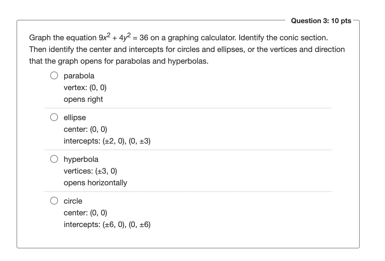 Graph the equation 9 x 2 + 4 y 2 = 36 on a