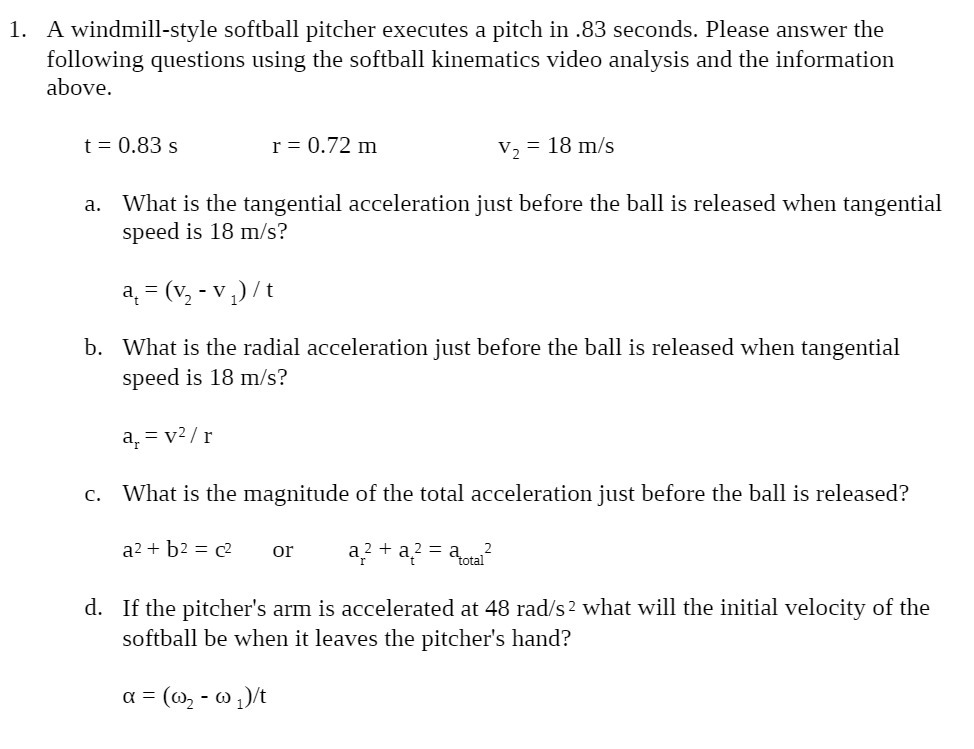 1. A windmill-style softball pitcher executes a