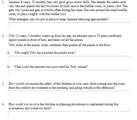 1. Jasmine (4 years, 10 months) has very good